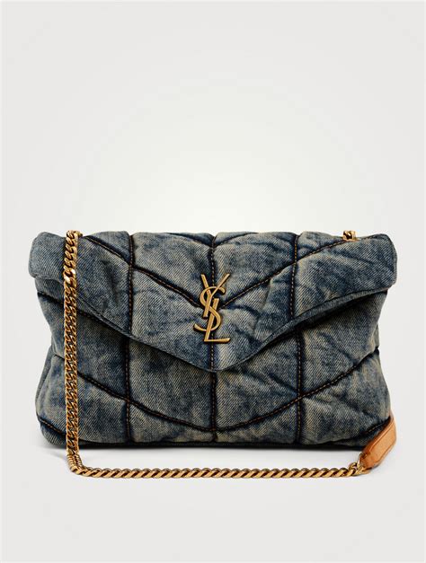 ysl blue jean bag|ysl denim puffer bag.